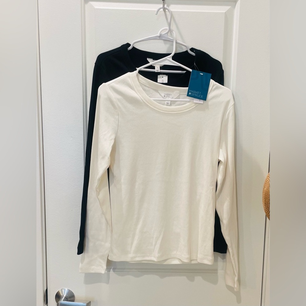 NEW…MARKET & SPRUCE 2 Pack Pearl Cotton Rib Long Sleeve Tee - Picture 5 of 5